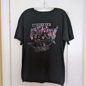 Aerosmith Black Graphic T-Shirt Tour Shirt Size Large